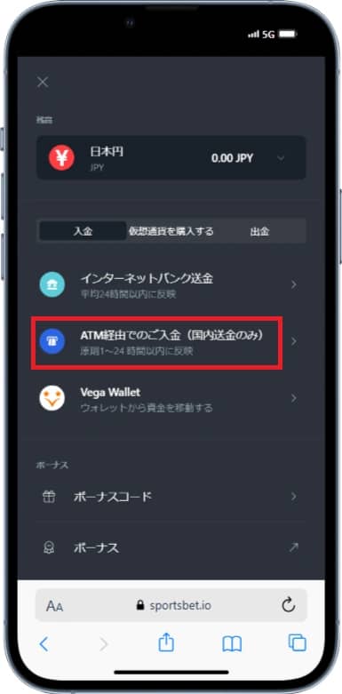 スポーツベットアイオー　入金ステップ13