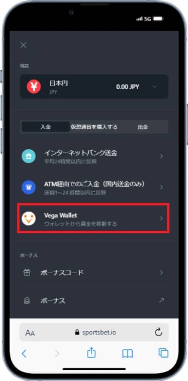 スポーツベットアイオー　入金ステップ15