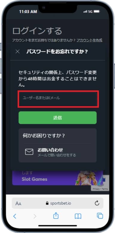 スポーツベットアイオー　ログイン5