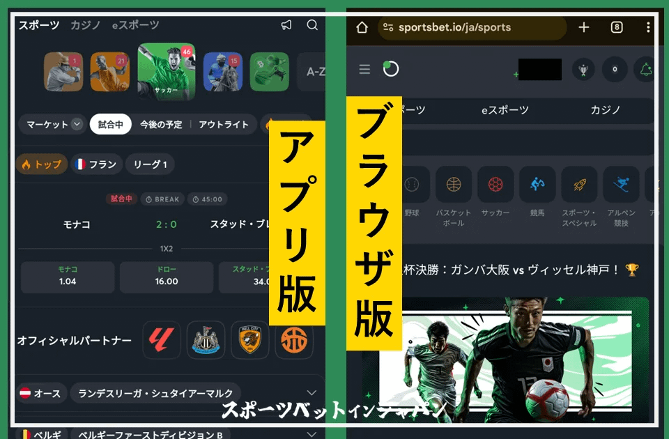 スポーツベットアイオーのアプリの直感的なユーザーインターフェース