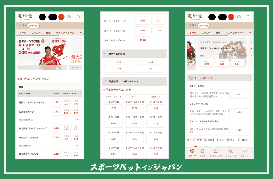 遊雅堂のスポーツブックの賭け方